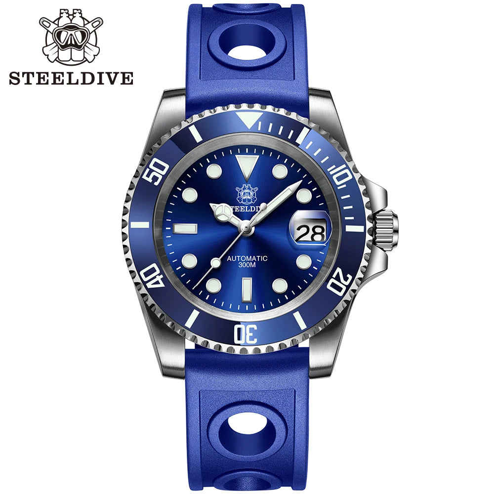 SD1953 STEELDIVE Brand Ceramic Bezel 41mm Steeldive 30ATM Water Resistant NH35 Automatic Mens Dive Watch  with Milled Clasp