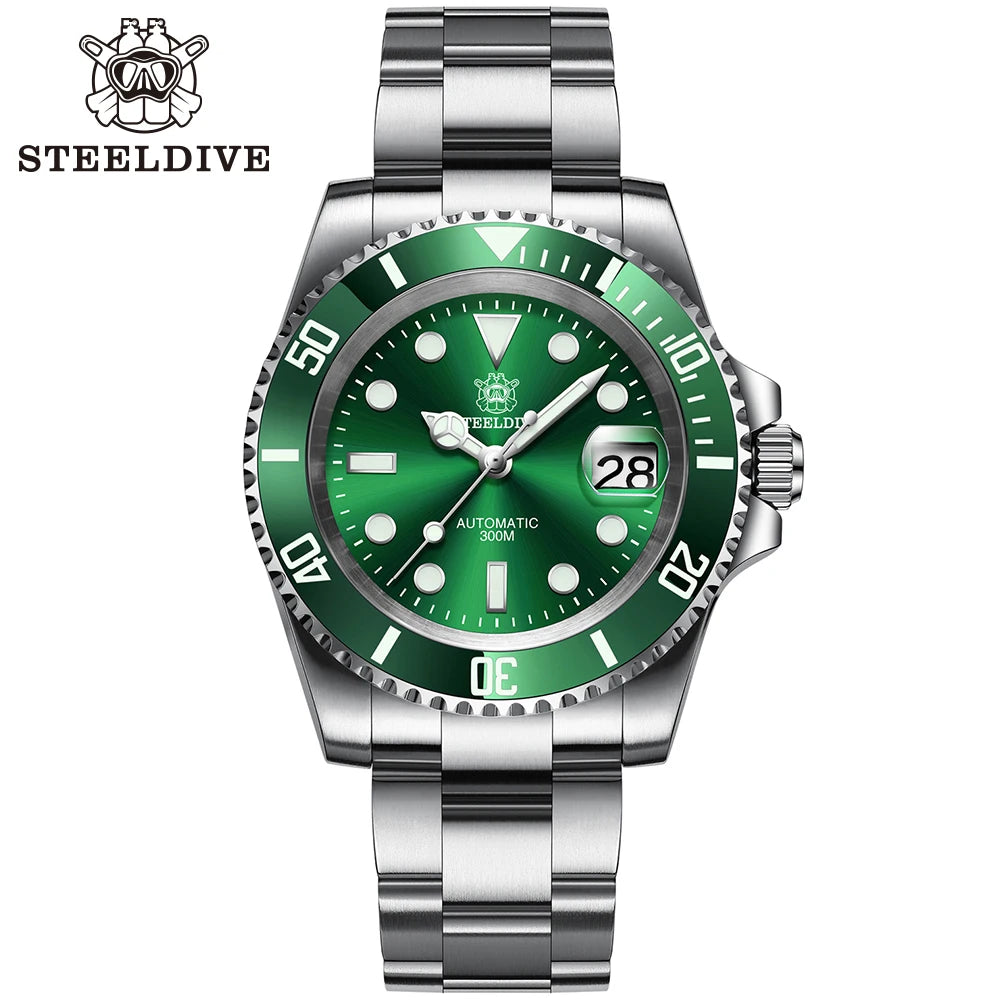 SD1953 STEELDIVE Brand Ceramic Bezel 41mm Steeldive 30ATM Water Resistant NH35 Automatic Mens Dive Watch  with Milled Clasp