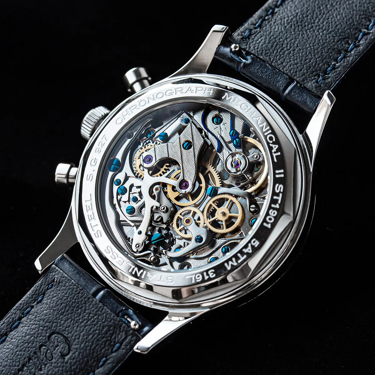 Sugess Panda 40 Pilot Chronograph Watch Men Air Force Sapphire Colors ST1901 Original Movement Mechanical Wristwatches Fashion