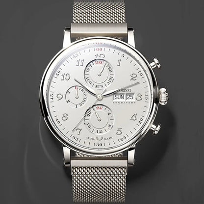 Reloj de lujo suizo LOBINNI para hombre, mecánico automático con calendario perpetuo, cristal de zafiro y multifunción L13019-8