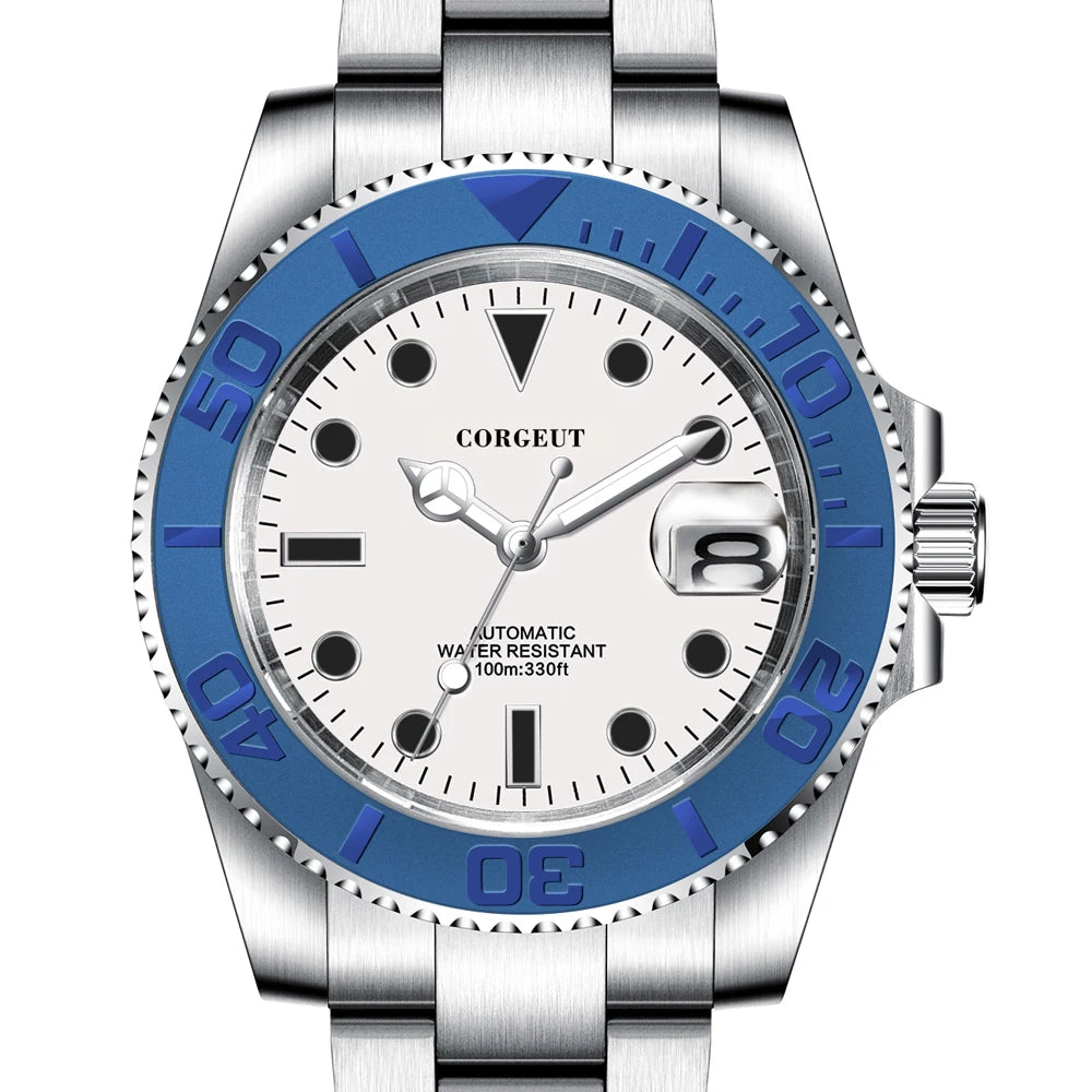 Custom logo NH35 MIYOTA 8215 Automatic Men Watch Luxury Diver Two Tone Gold 316L Stainless Steel Sapphire 10ATM Sterile  Sunburs