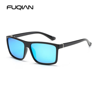 Classic Black Square Polarized Sunglasses Men Fashion Mirror Blue Sun Glasses Unisex Vintage Anti Glare Driving Shades UV400