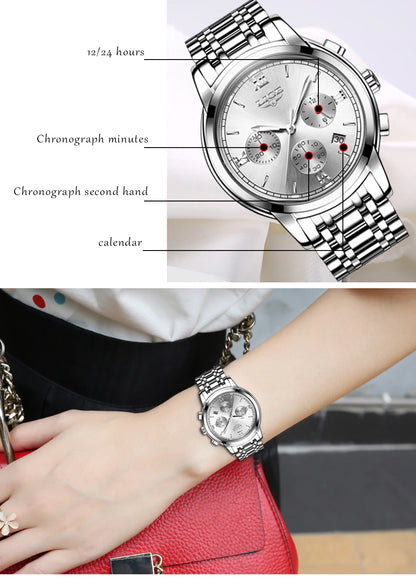 LIGE New Fashion Luxury Women Watch Waterproof Quartz Ladies Watches Business Steel Band Casual Bracelet Date Clock Wristwatches