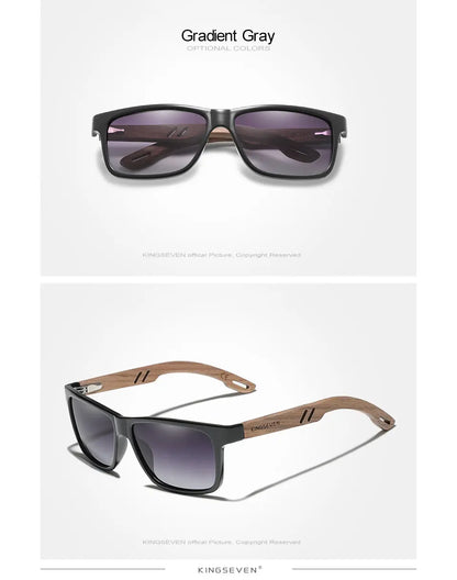 KINGSEVEN 100% Polarized Vintage Men Wooden Sunglasses Wood UV400 Protection Fashion Square Sun glasses Women  Gafas De sol