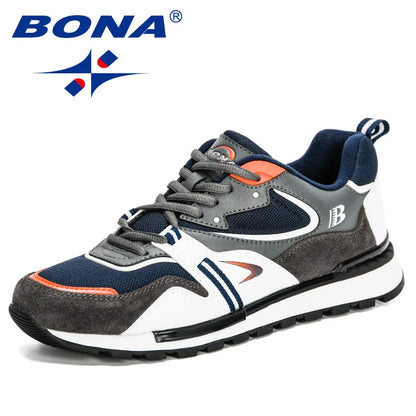 BONA Novos Designers Sapatilhas Desportivas em Couro Action para Homem Sapatilhas de Corrida para Homem Calçado de Ténis Masculino Calçado de Caminhada Fitness Moderno