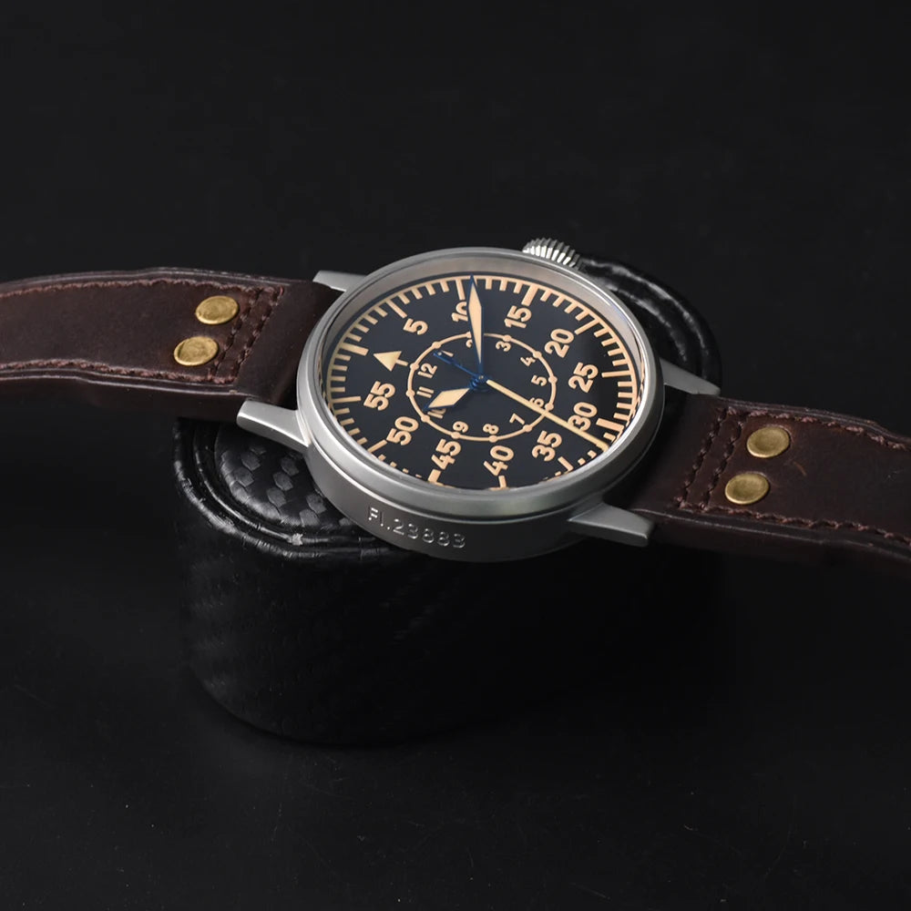 Hruodland Pilot Men's Automatic Mechanical Watch PT5000 Sapphire Luminous C3 Stainless Steel Waterproof 10Bar Men's Watch