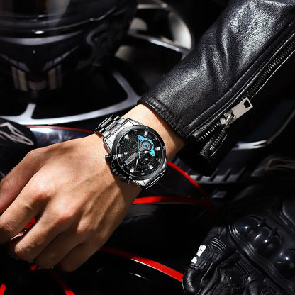 Herrenuhr CURREN – Sportlicher Luxus-Chronograph, Quarzwerk, komplett aus Edelstahl, wasserdicht