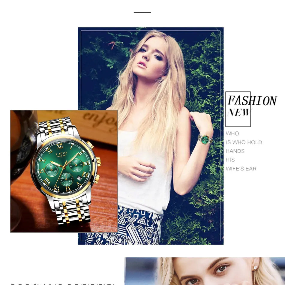 LIGE New Fashion Luxury Women Watch Waterproof Quartz Ladies Watches Business Steel Band Casual Bracelet Date Clock Wristwatches