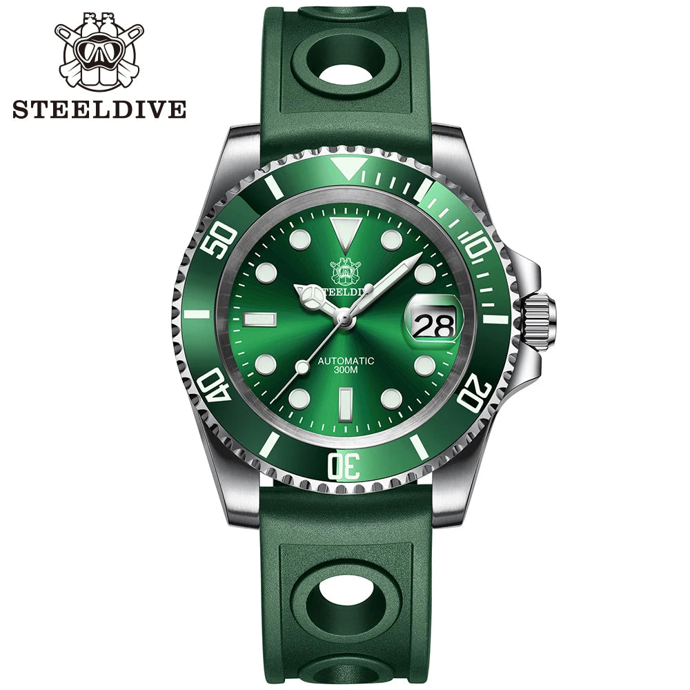 SD1953 STEELDIVE Brand Ceramic Bezel 41mm Steeldive 30ATM Water Resistant NH35 Automatic Mens Dive Watch  with Milled Clasp