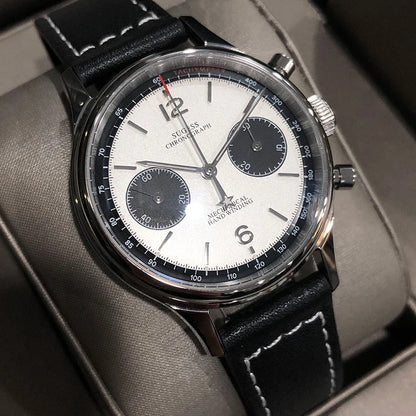 Sugess 1963 Pilot Watch Men Mechanical Chronograph Panda Wristwatch Air Force Sapphire Waterproof for Seagull Movement ST1901 v3