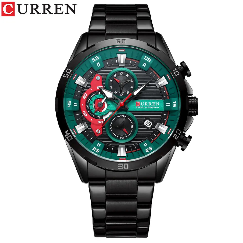 Herrenuhr CURREN – Sportlicher Luxus-Chronograph, Quarzwerk, komplett aus Edelstahl, wasserdicht