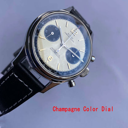 Sugess 1963 Pilot Watch Men Mechanical Chronograph Panda Wristwatch Air Force Sapphire Waterproof for Seagull Movement ST1901 v3