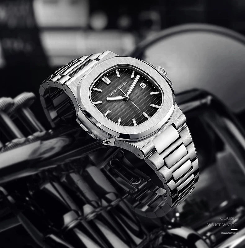DIUDN DESIGN Men Luxury Watches Top Brand JAPAN Quartz Wristwatch Sport Business Stainless Steel Waterproof CLOCK reloj hombre