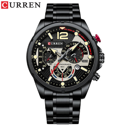 CURREN Casual Business Chronograph Waterproof Stainless Steel Watch Mens New Luxury Fashion Quartz Men wristwatch  часы мужские