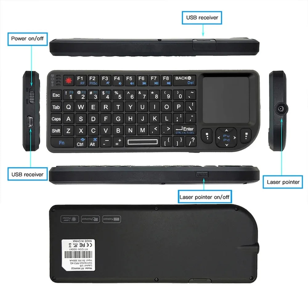 A8 Mini Wireless Keyboard 2.4G 7 Color Backlit 3 in 1 Handheld Keyboard with Touchpad Air Mouse for Android TV Box PC Tablet