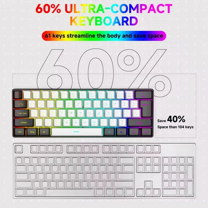 2026 New Best-Selling Portable Wired Mini-Mechanical Keyboard K61 Mini-Keyboard, Suitable For Playing Games, Compact And Convenient