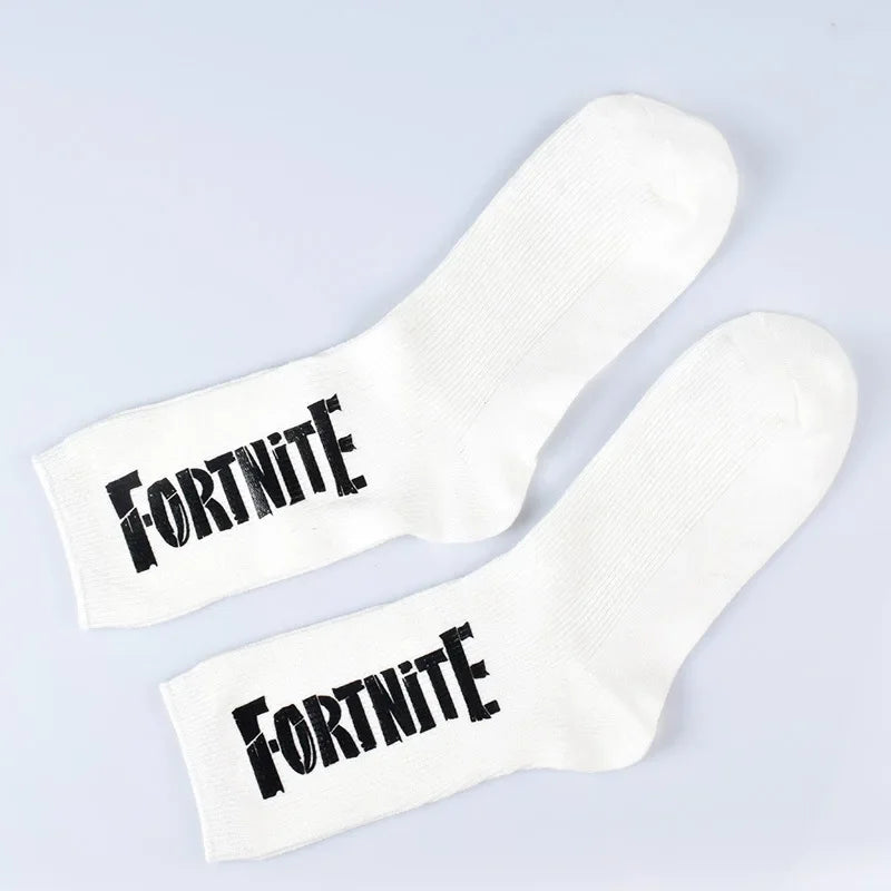 Meias Desportivas FORTNITE de Verão Pretas e Brancas, Respiráveis, Baixas e Invisíveis, em Algodão Macio para Desporto e Uso Casual