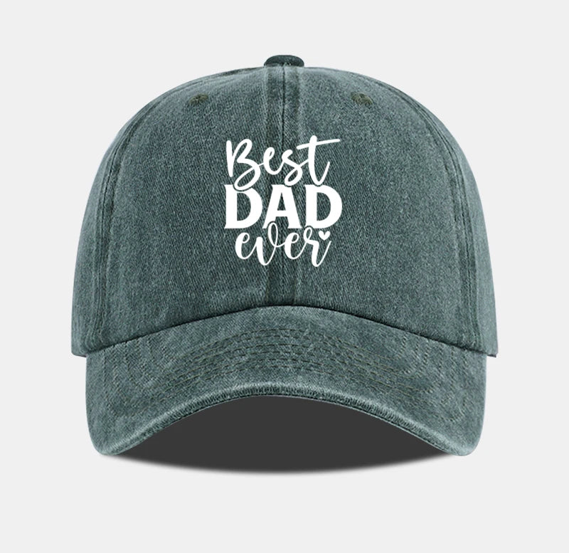 “Best DAD Ever” Printed Vintage Washed Baseball Cap – Adjustable, Casual, Men's Father's Day Gift, Dad Cap – Fishing & Hiking