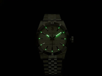 Baltany S4102 Business Men's Automatic Mechanical Wristwatch 36mm Linen Dial Engine Turned Bezel NH35 Luxury Dress Watch