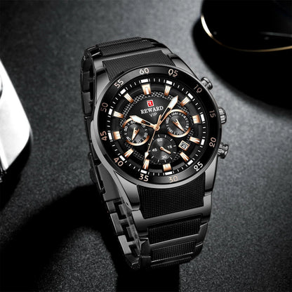 REWARD Men's Watches 81011M Sports Silicone Quartz Men's Watch Waterproof Calendar Chronograph Luminous Watches Men
