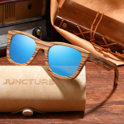 JUNCTURE Fashion Bamboo Wood Vintage Square Sunglasses Men Women Luxury Brand Designer Sun Glasses Wooden Driving UV400 Eyewear