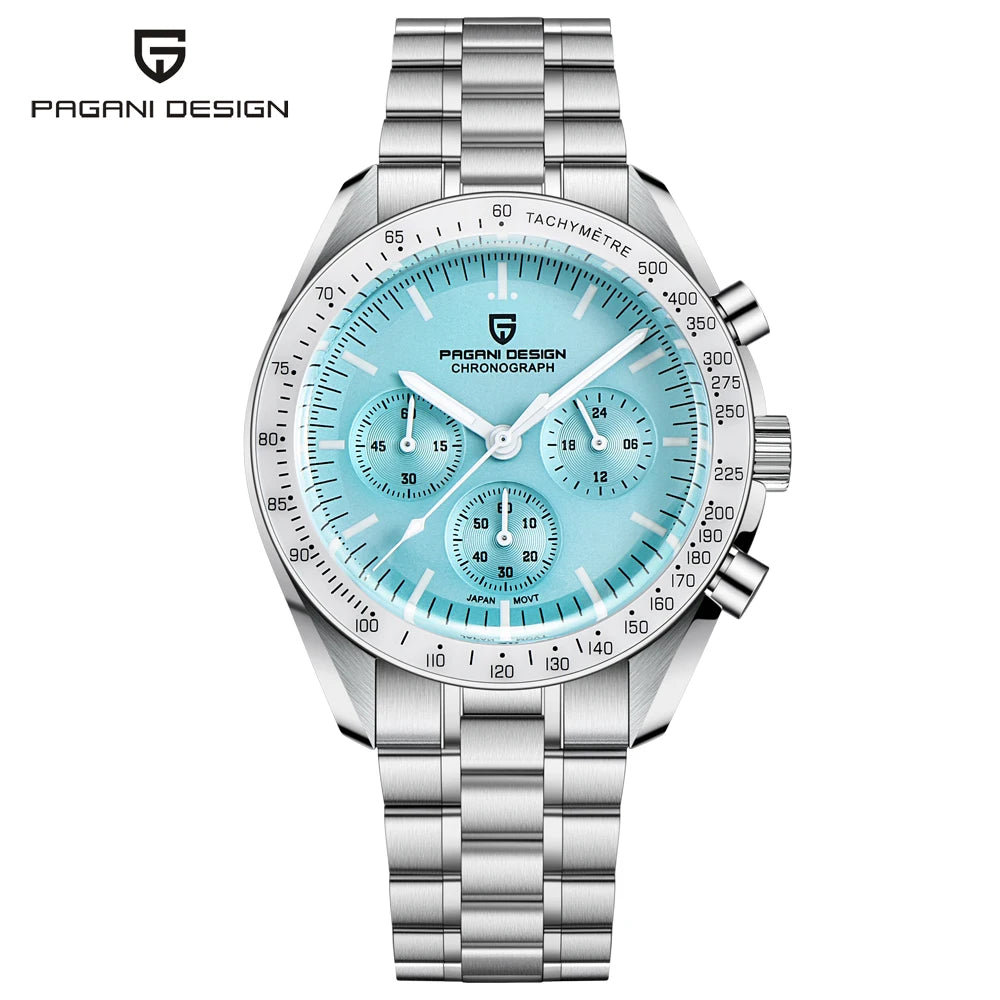 Hodinky PAGANI DESIGN Moon – luxusní quartzový chronograf pro muže, sportovní styl, safírové sklo s antireflexní úpravou, luminiscenční displej