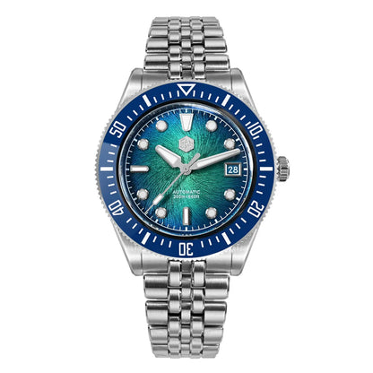 Orologio subacqueo di lusso da uomo San Martin 40mm, Miyota 9015, quadrante smaltato sunburst, automatico meccanico, impermeabile 200m, SN0148