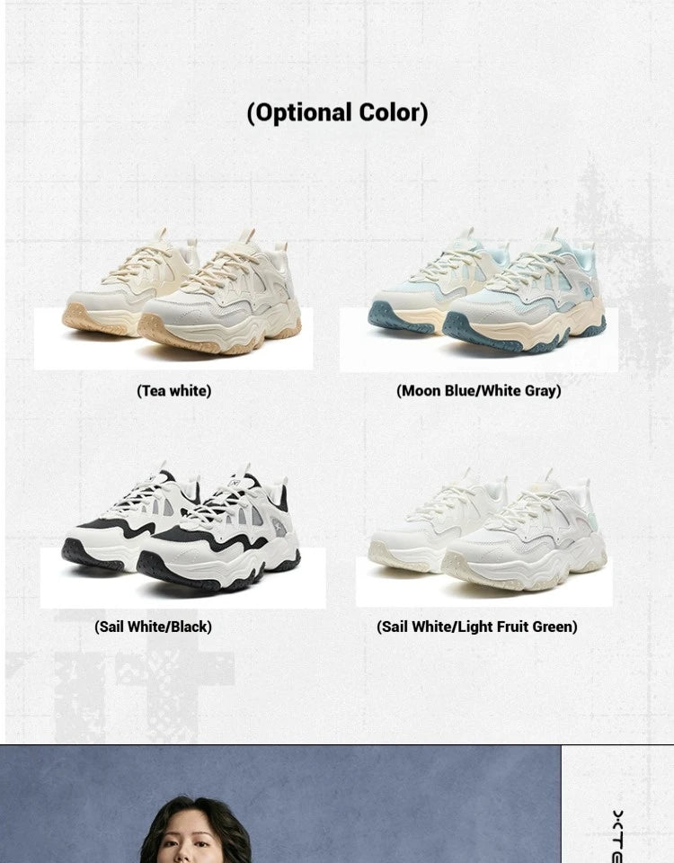 Xtep casual shoes 2025 spring and summer lightweight sports shoes with thick sole, fashionable street style sneakers 875319320004