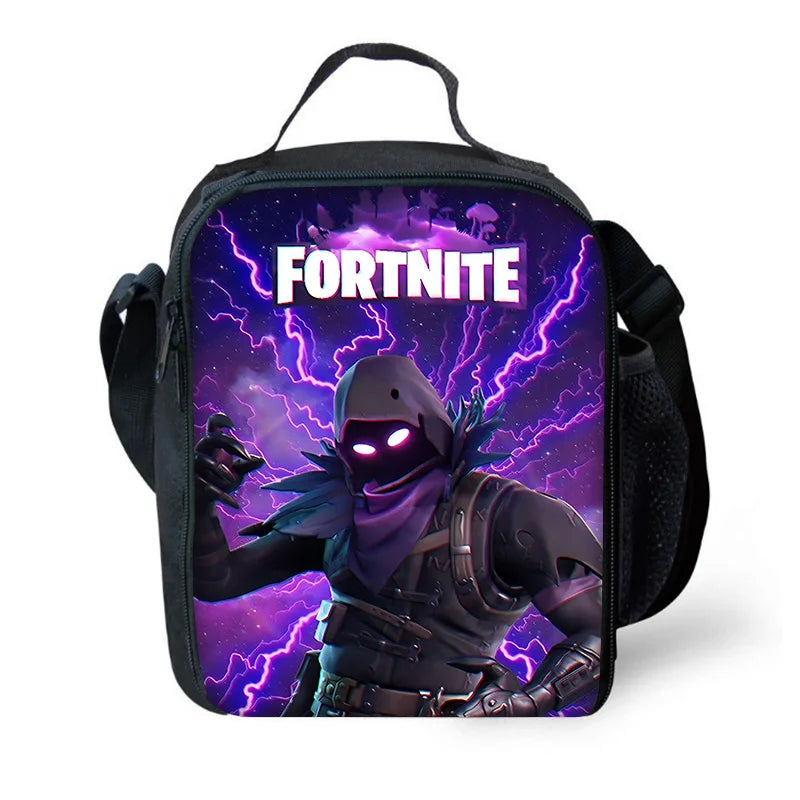 Popular Game Fortnite Child Insulated Large Capacity Bag for Boys and Girls Student Outdoor Reusable Thermal Cooler Lunch Box