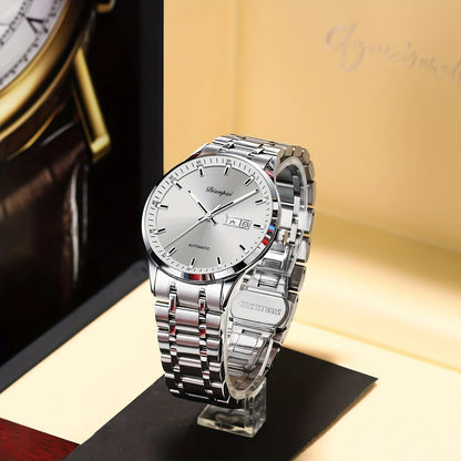 Dianpai men’s automatic mechanical watch – Luxury model, luminescent display, classic and sleek design, stainless steel, water-resistant, with calendar and day-of-the-week display