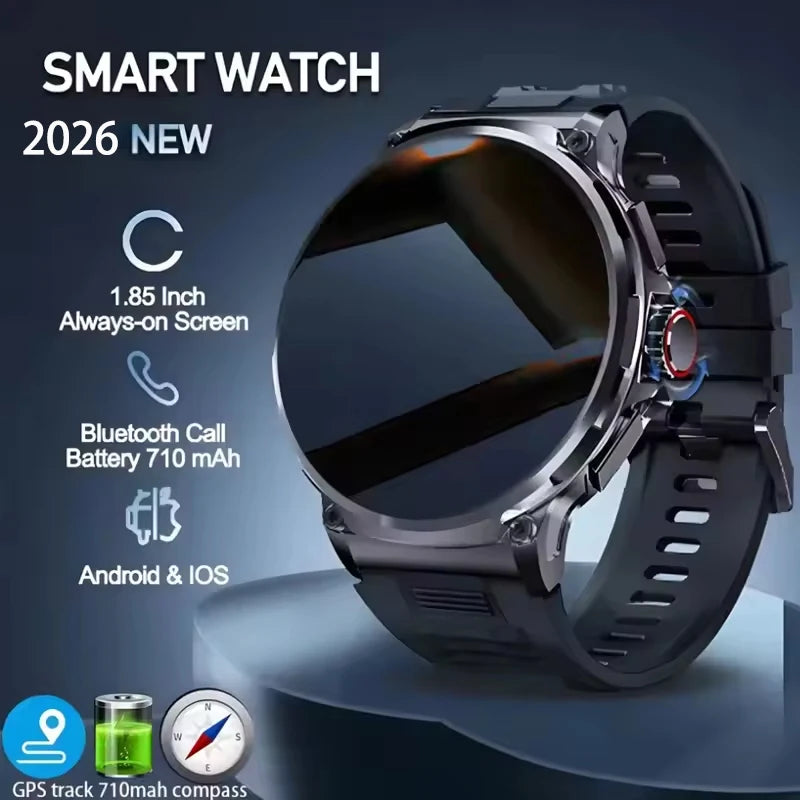 2026 New GPS Track Smart Watch Men 1.85-Inch HD AMOLED Screen 710 Mah Battery Sport Bluetooth Call Smartwatch For Android IOS