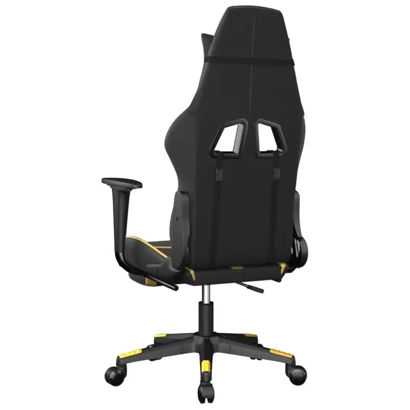 Gaming Chair with Footrest Black and Gold 67X64X116-127 cm in Imitation Leather, Reclining 360 Swivel Chair Can Carry 110 kg