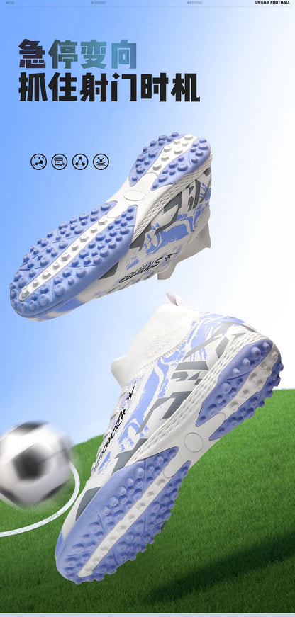 Double Star Men's High-Top TF Turf Football Boots, Youth & Student Edition, Adult & Kids, Professional Match & Training Soccer Shoes