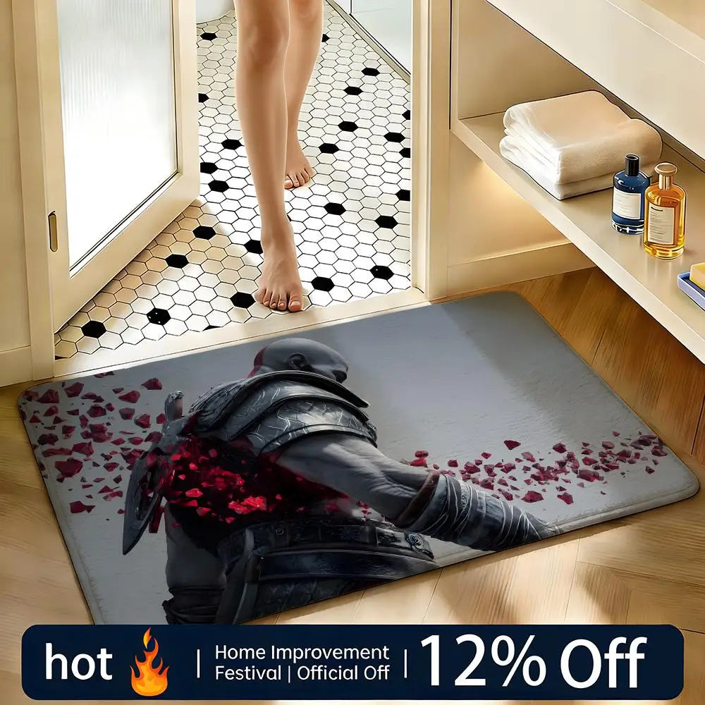 Soft Absorbent Non-Slip Rug Game God of War Floor Mat Home Decor Doormat Bedroom Floor Mat Shower Carpet
