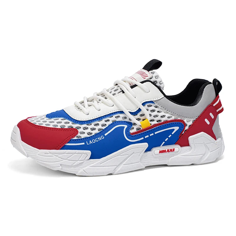 Men's Sports Shoes Summer Mesh Casual Fashion Lace-Up Walking Shoes 2026 New Youth Daily Commuting Comfortable Versatile Sneakers
