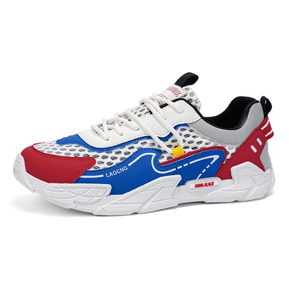 Men's Sports Shoes Summer Mesh Casual Fashion Lace-Up Walking Shoes 2026 New Youth Daily Commuting Comfortable Versatile Sneakers