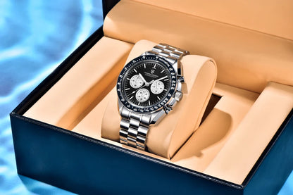 Hodinky PAGANI DESIGN Moon – luxusní quartzový chronograf pro muže, sportovní styl, safírové sklo s antireflexní úpravou, luminiscenční displej