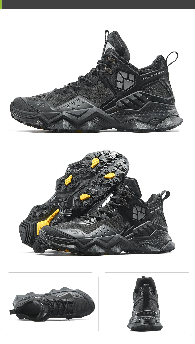 Rax Men's Waterproof Hiking Shoes Breathable Hiking Boots Outdoor Trekking Boots Sports Sneakers Tactical Shoes