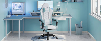 WOLTU Massage Gaming Chair Ergonomic Gamer Chair with Footrest, Lumbar Support, Adjustable Headrest, Swivel Computer Office Chair