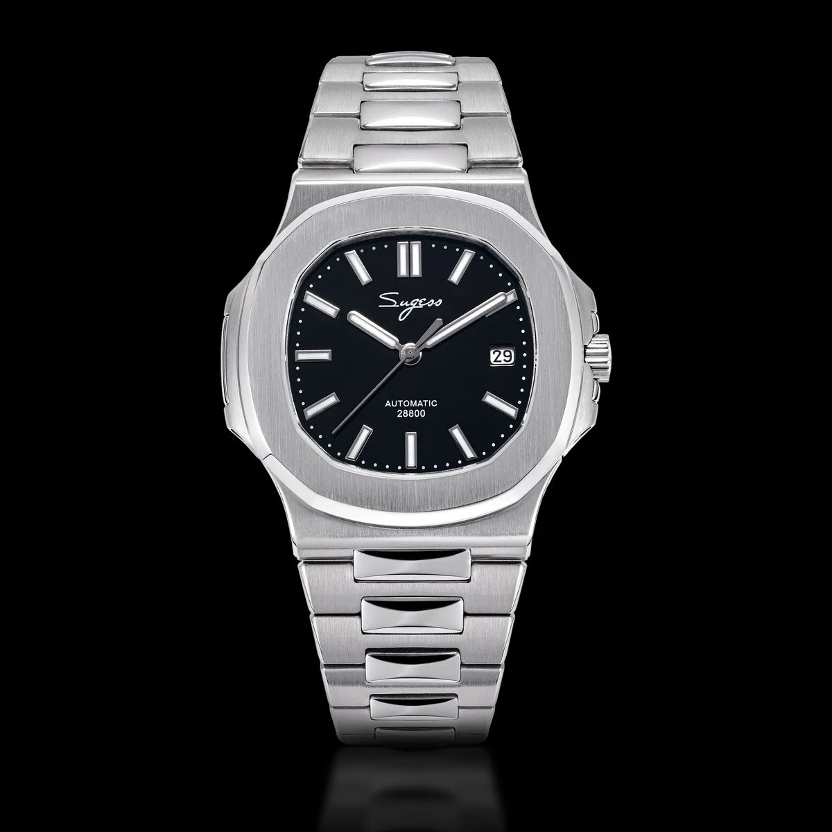 Sugess Man Watch Automatic Mechanical Wristwatches Miyota 9015 Movement MOP Dial Luminous Waterproof 5bar Bracelet Luxury S466