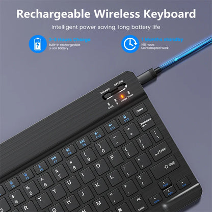 Spanish Russian Arabic Korean Portable 10 Inch Wireless Keyboard and Keyboard Set for iPad Samsung Tablet Laptop iOS Android