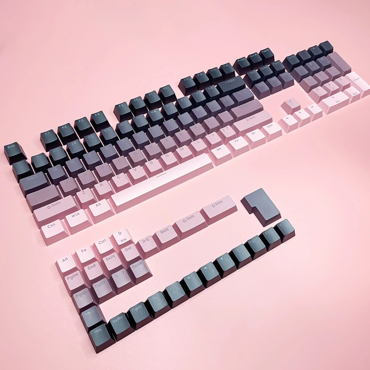 Keycap RGB gamer retroilluminati a gradiente per tastiera meccanica con switch MX, profilo OEM, PBT bianco e blu, layout ISO, tasti fai da te
