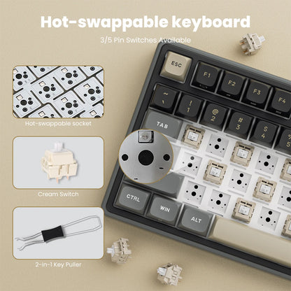 Teclado mecánico con cable RK ROYAL KLUDGE R98Pro Gasket, 98 teclas, RGB, hot-swappable, botón desmontable para gamers, keycaps PBT