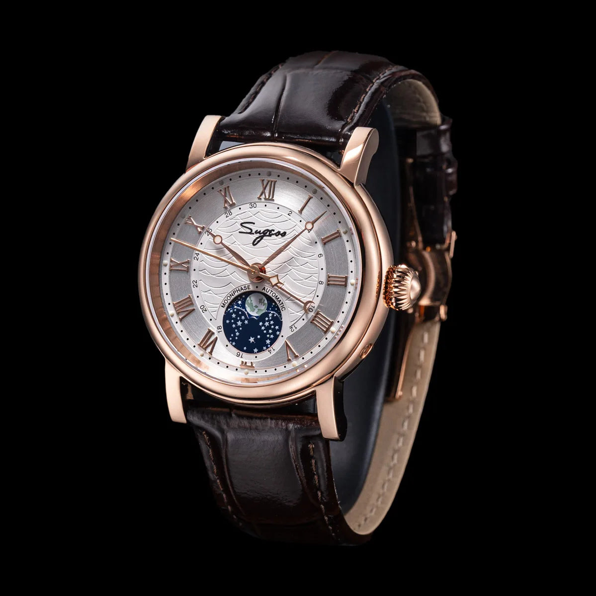 Sugess Moonphase Automatic Mechanical Men's Watch Wristwatches Original Movement ST2108 Waterproof Clock Sapphire Special Date