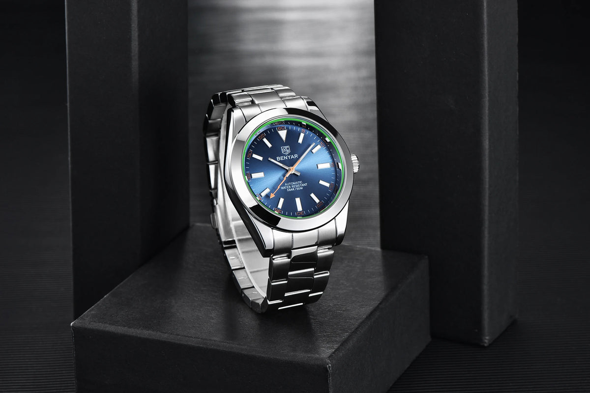 BENYAR – Nuevo reloj para hombre, marca de lujo, reloj mecánico automático, resistente al agua hasta 50 m, modelo deportivo con agujas luminiscentes