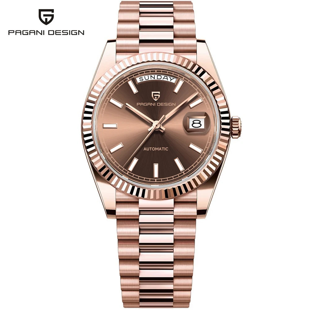 PAGANI DESIGN DD40 Herrenuhr – Modell aus Roségold, mechanische Luxusuhr, Automatikwerk, Saphirglas mit Antireflexbeschichtung, wasserdicht