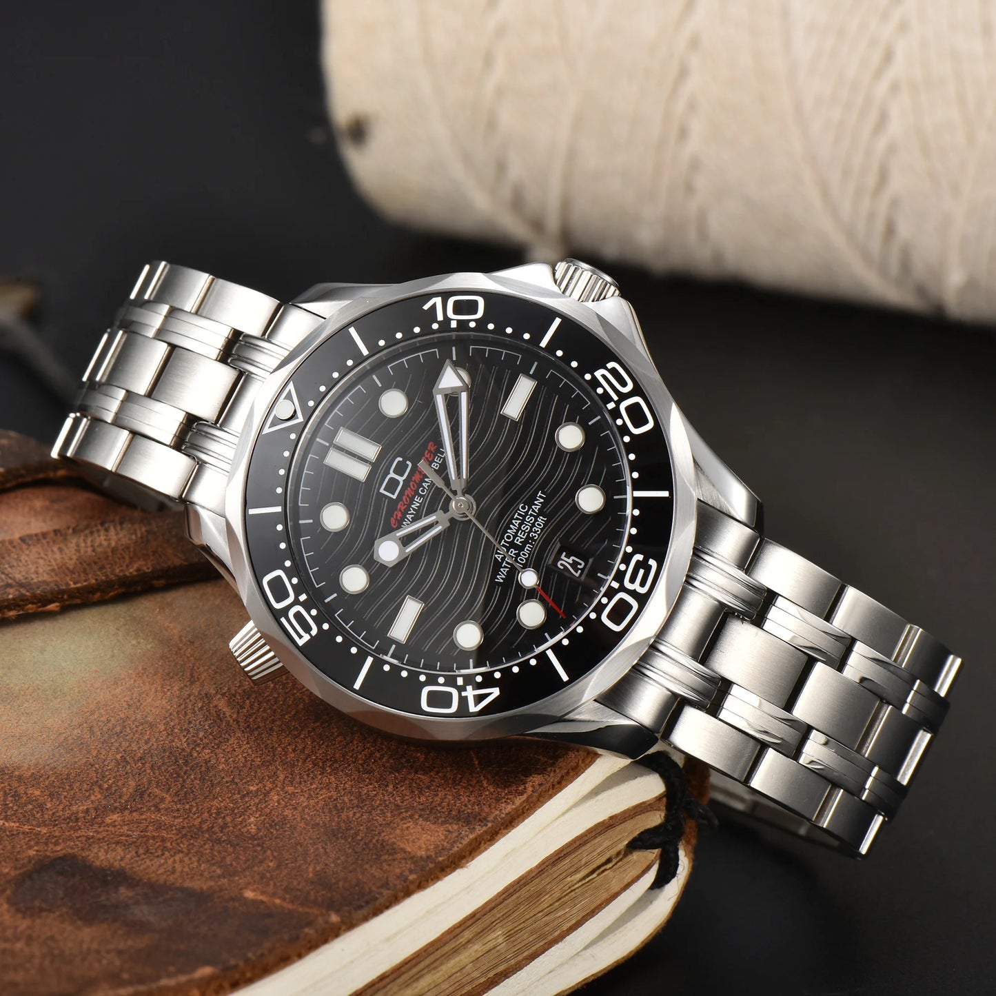 DWAYNE CAMPBELL Top Luxury NH35 Men's Automatic Mechanical Watch Ceramic Bezel Waterproof Classic Business Wristwatch