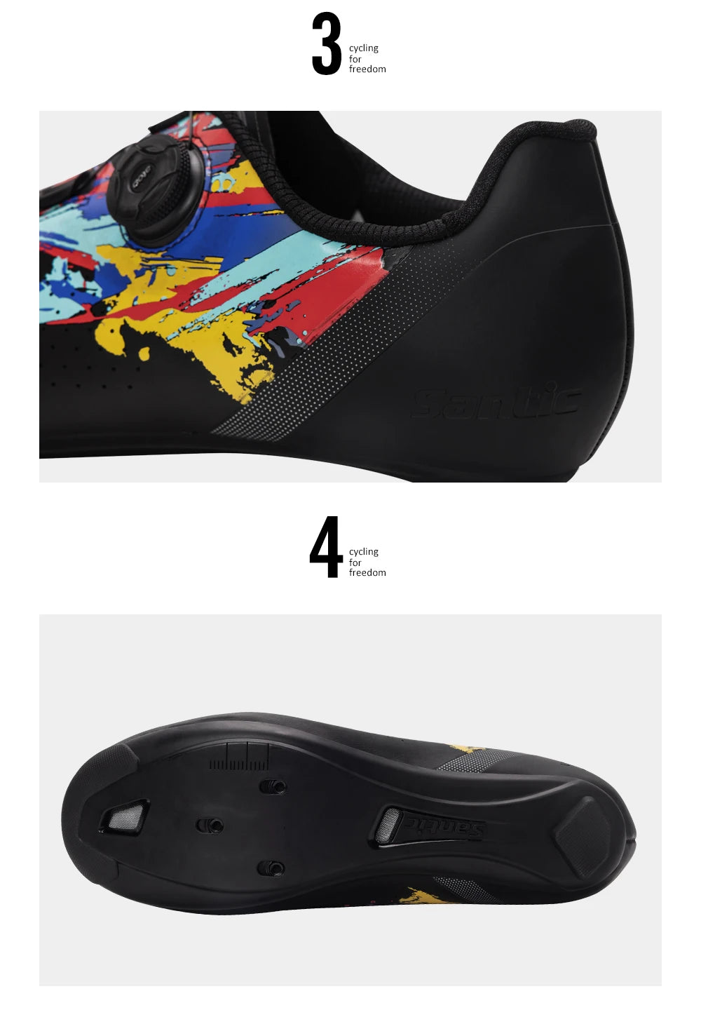 Santic men's cycling shoes 2025 new glass fiber nylon sole outdoor pro road racing shoes auto-lock road riding bicycle sneakers