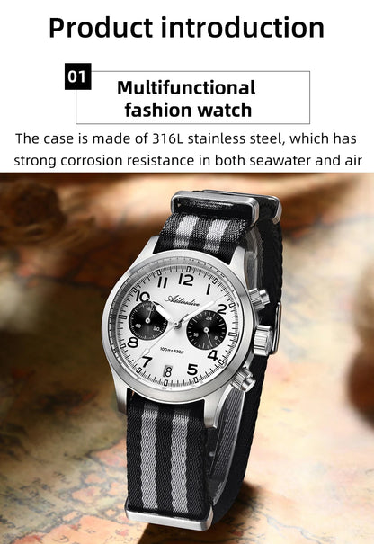 Reloj para hombre ADDIESDIVE 2025 New Panda Eye, retro de lujo, cuarzo VK64, cronógrafo deportivo, impermeable 100M, luminoso