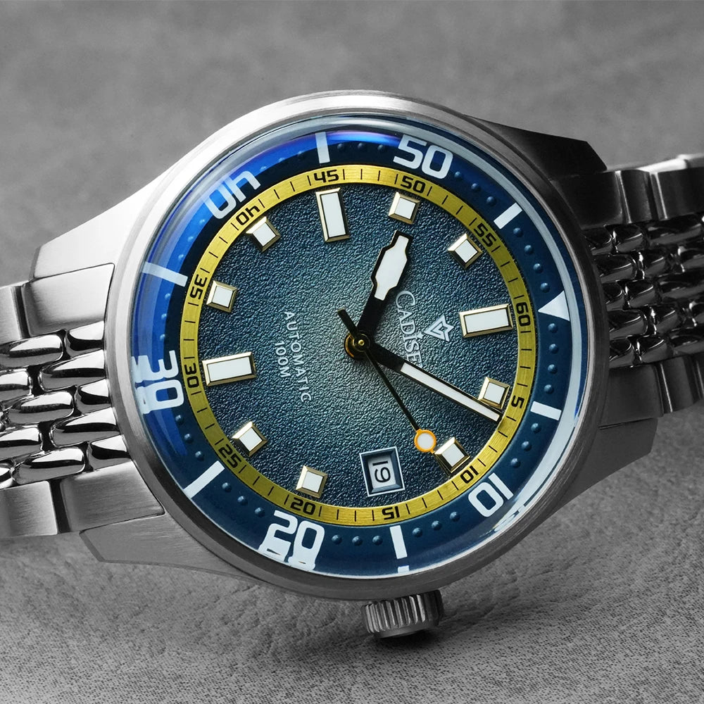 CADISEN Automatic Mechanical Watch Man Silver Business Casual Waterproof Watch Japan MIYOTA 8215 Movement Domed Glass Mens Watch